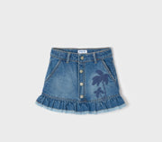 Mayoral Girls Denim Ruffled Palm Tree Skirt | HONEYPIEKIDS 