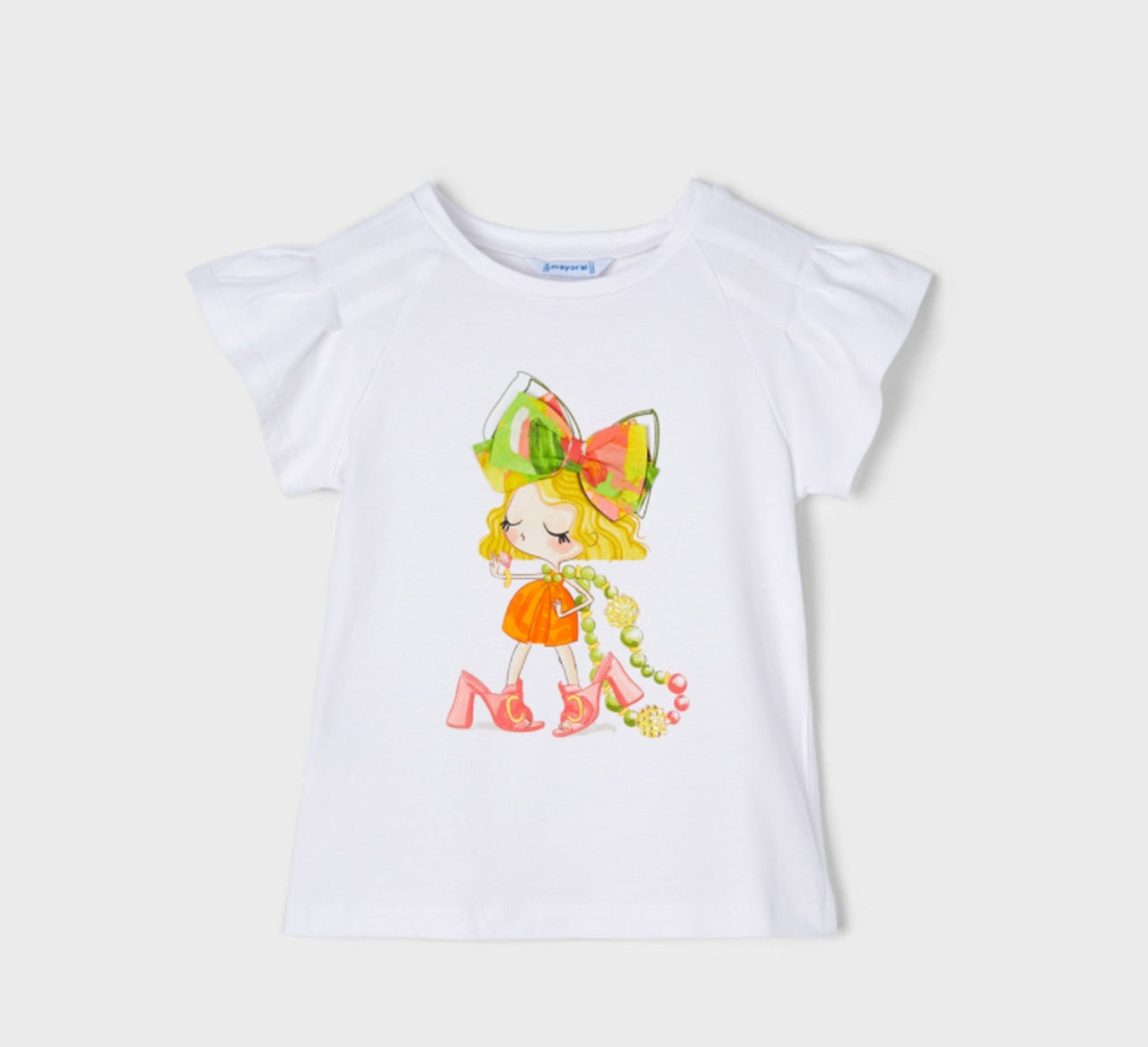 Mayoral Girls EcoFriends Flamingo Color Doll & Bow Shirt | HONEYPIEKIDS 