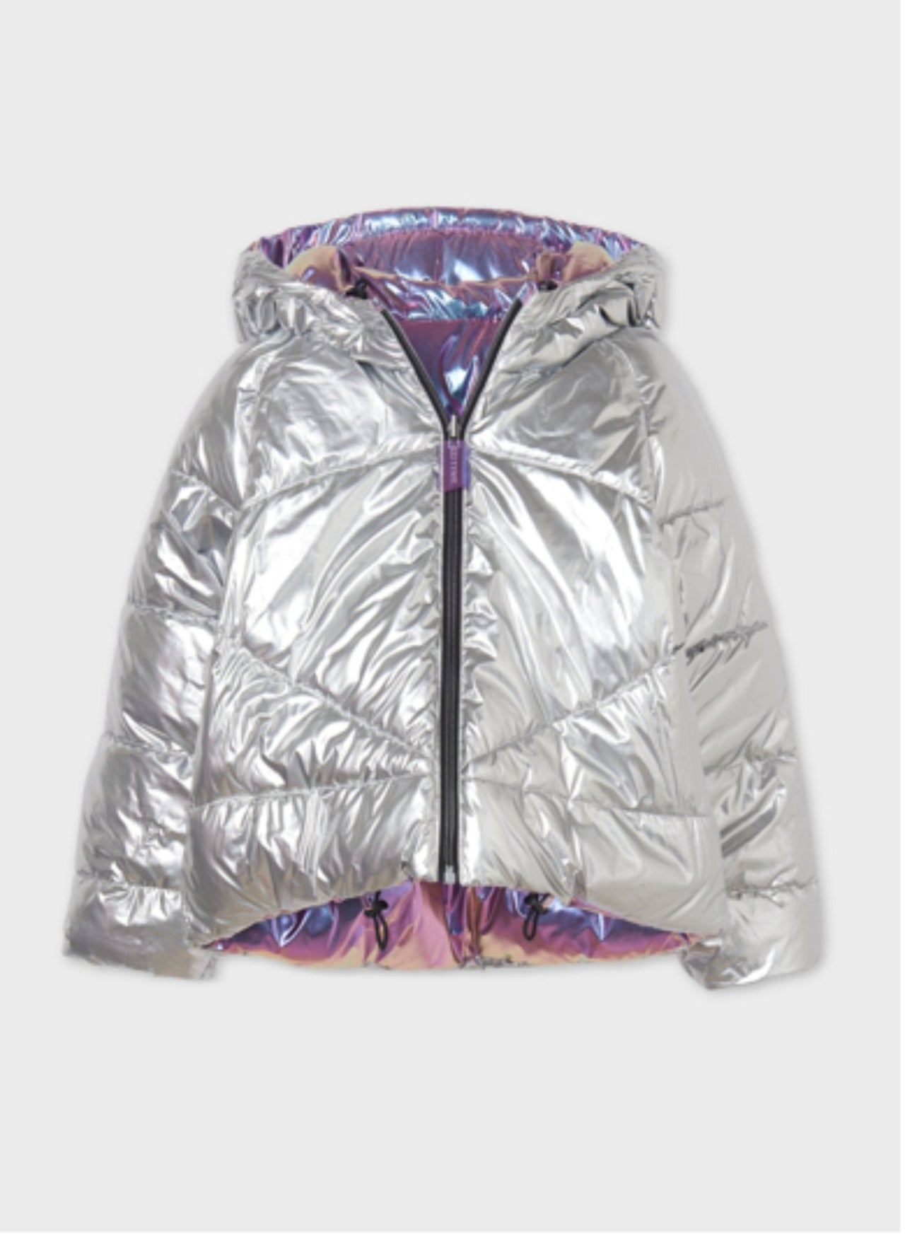 Mayoral Girls Ecofriends Reversible Iridescent & Metallic Coat | HONEYPIEKIDS 