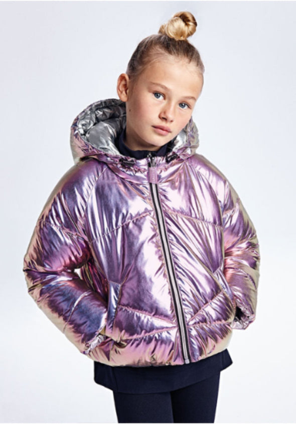 Mayoral Girls Ecofriends Reversible Iridescent & Metallic Coat | HONEYPIEKIDS | Kids Boutique Clothing