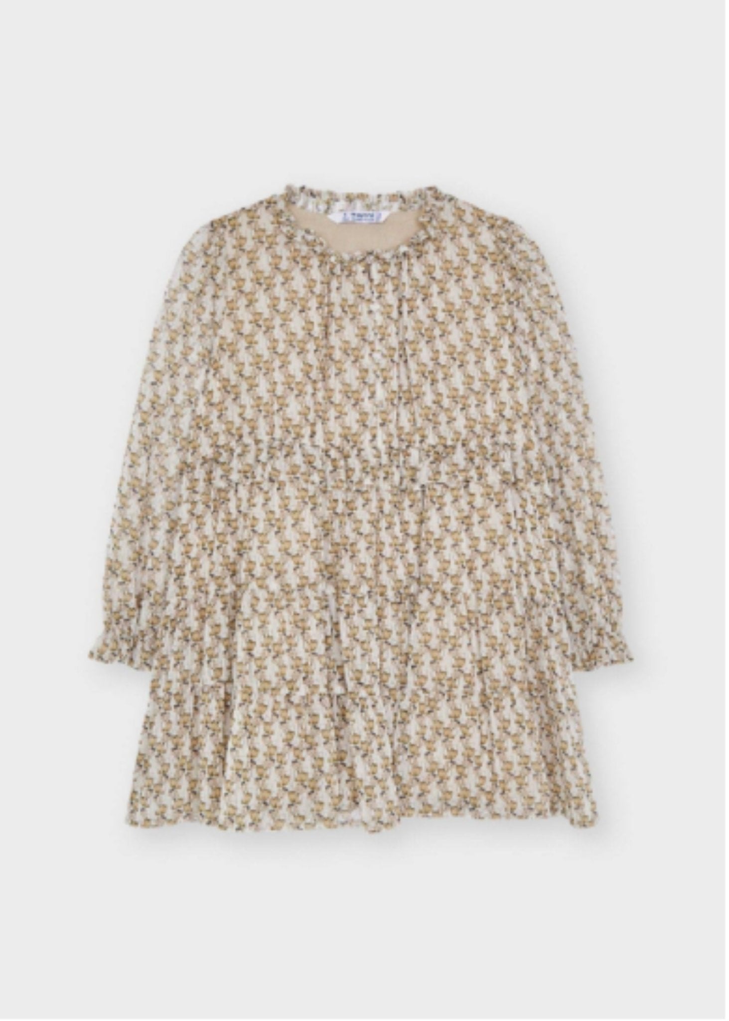 Mayoral Girls Fox Printed Beige Dress | HONEYPIEKIDS 