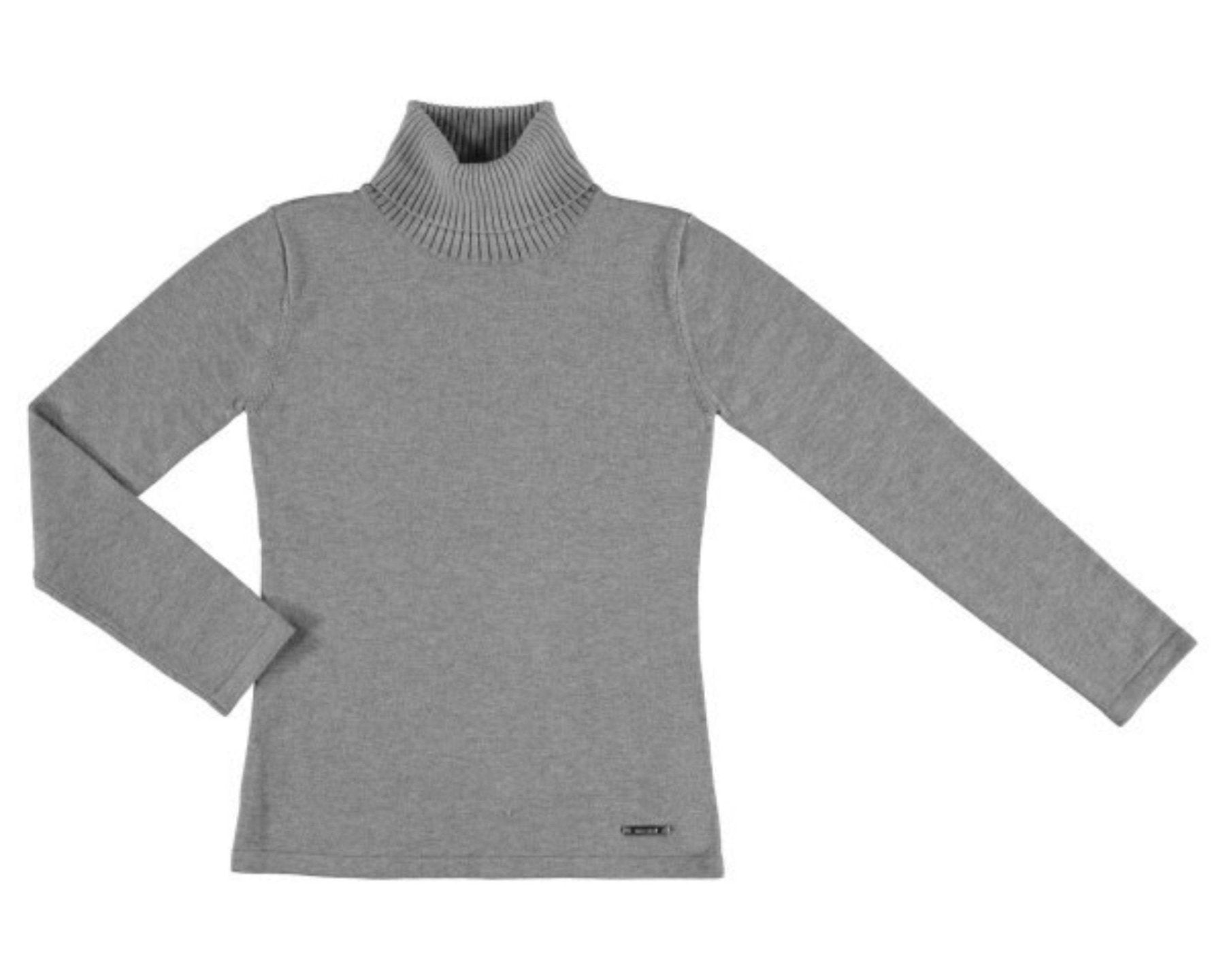 Mayoral Girls Knitted High Neck Sweater in Grey | HONEYPIEKIDS 