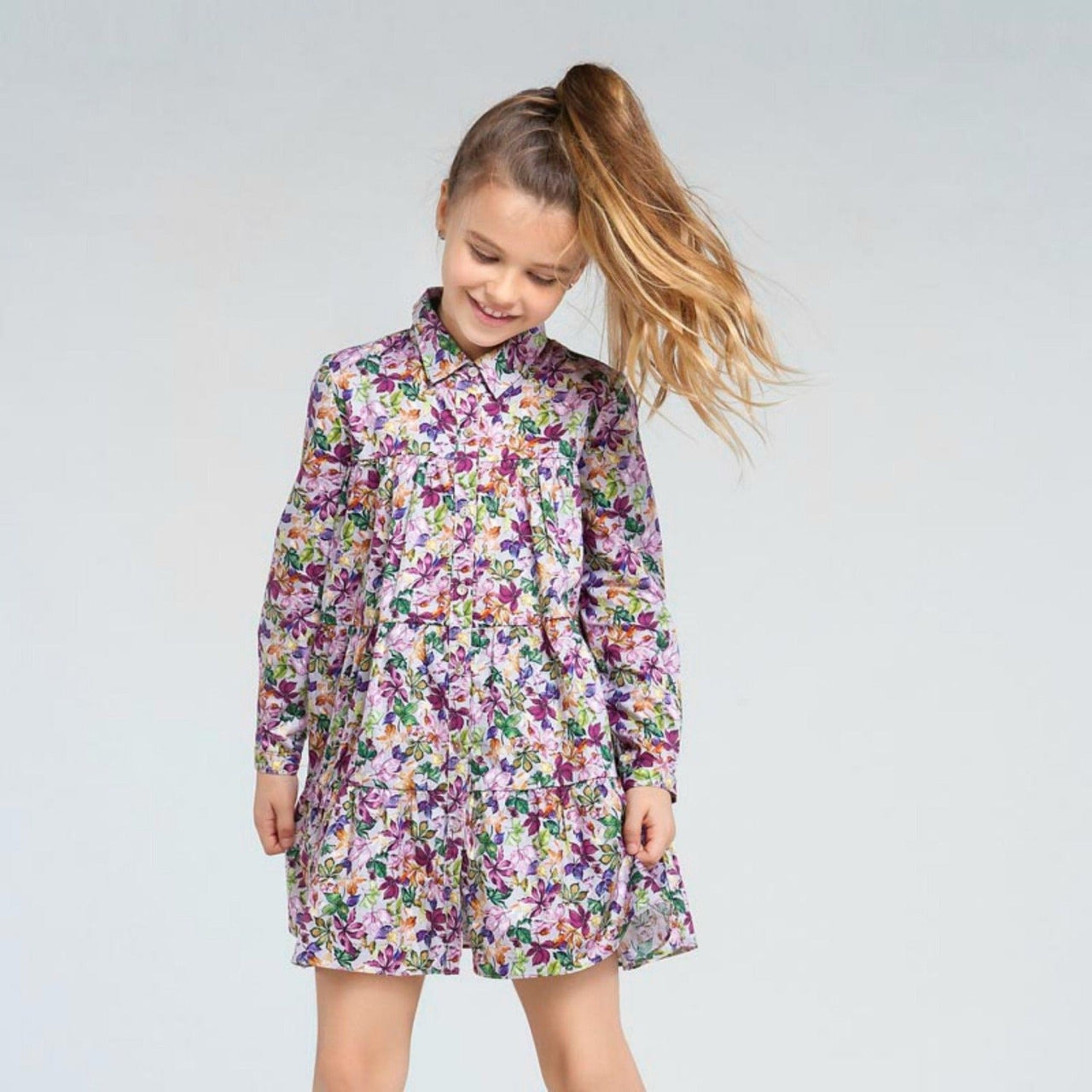 Mayoral Girls Mauve Floral Dress | HONEYPIEKIDS 