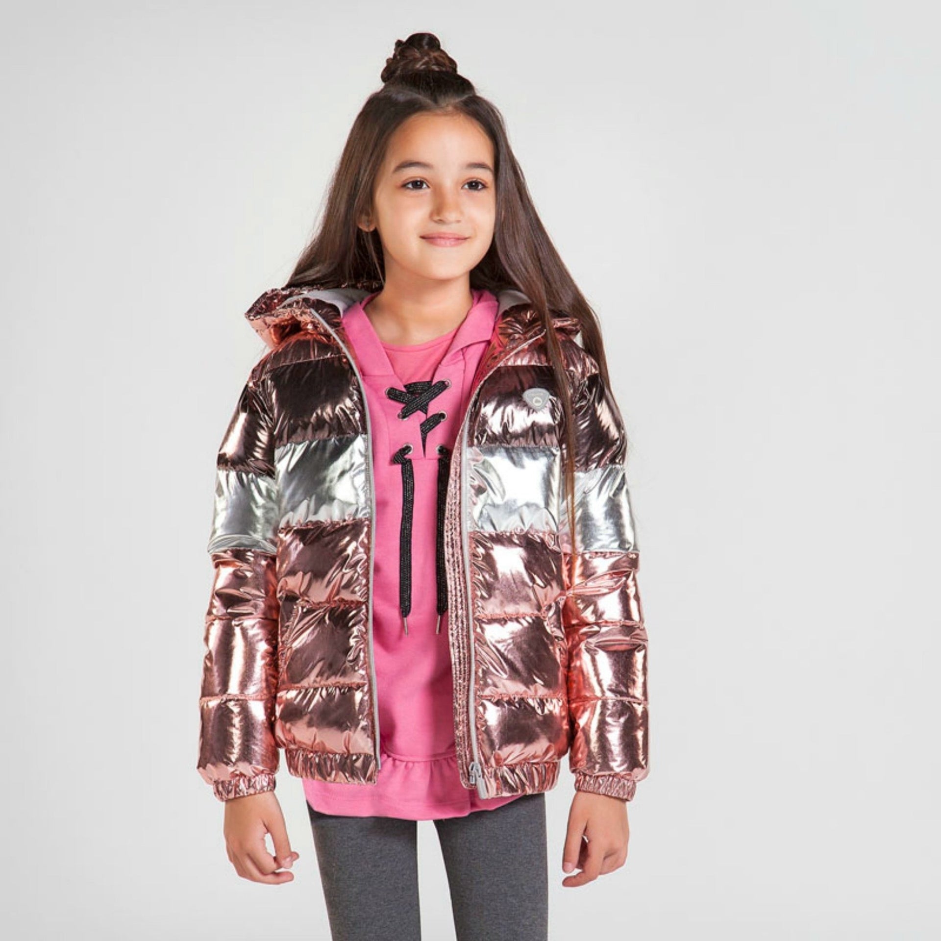 Mayoral Girls Metallic Blush Coat | HONEYPIEKIDS 