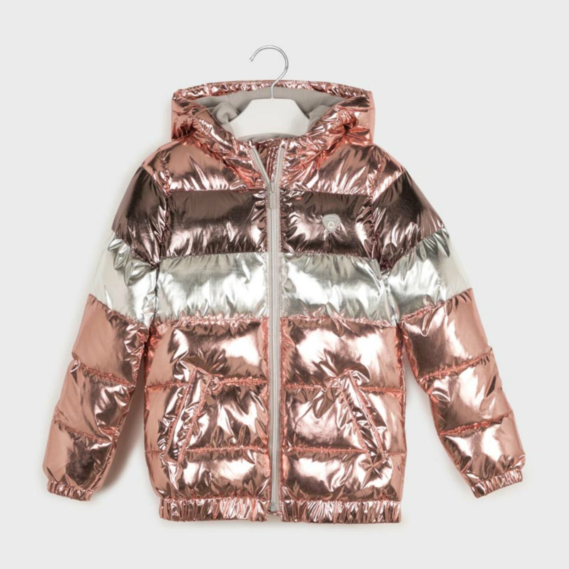 Mayoral Girls Metallic Blush Coat | HONEYPIEKIDS 