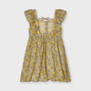 Mayoral Girls Mustard Leaf Printed Bardot Dress | HONEYPIEKIDS | Kids Boutique Clothing