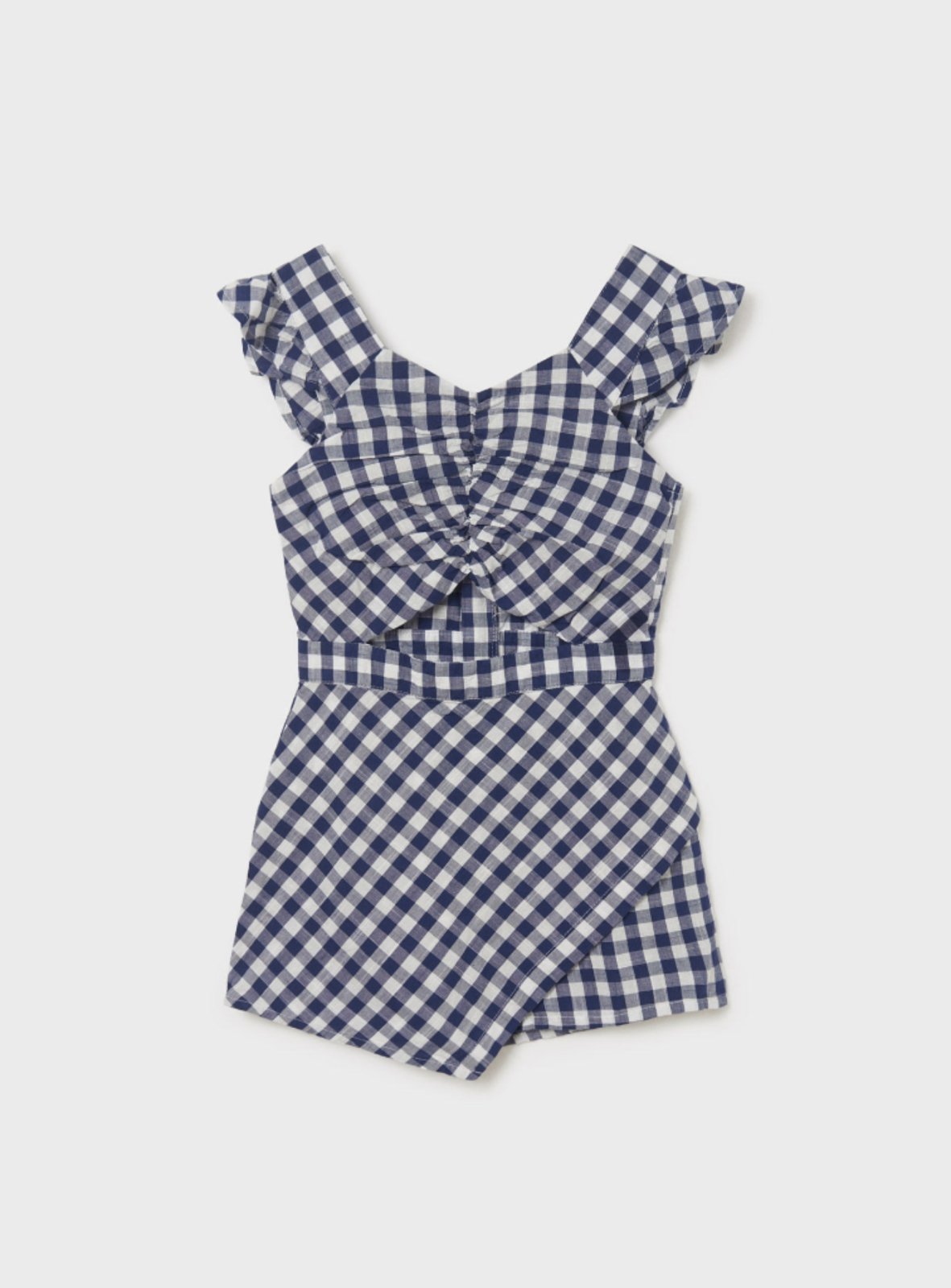 Mayoral Girls Navy Check Skort Romper | HONEYPIEKIDS 