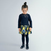 Mayoral Girls Navy & Yellow Check Dress | HONEYPIEKIDS 