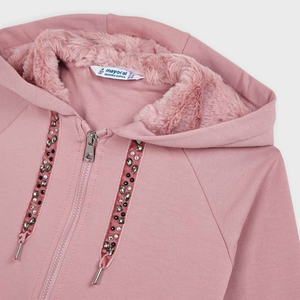 Mayoral Girls Pink Faux Fur Hooded Tracksuit | HONEYPIEKIDS | Kids Boutique Clothing