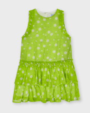 Mayoral Girls Pistachio Chiffon Polka Dot Frill Dress | HONEYPIEKIDS 