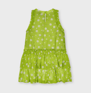 Mayoral Girls Pistachio Chiffon Polka Dot Frill Dress | HONEYPIEKIDS 