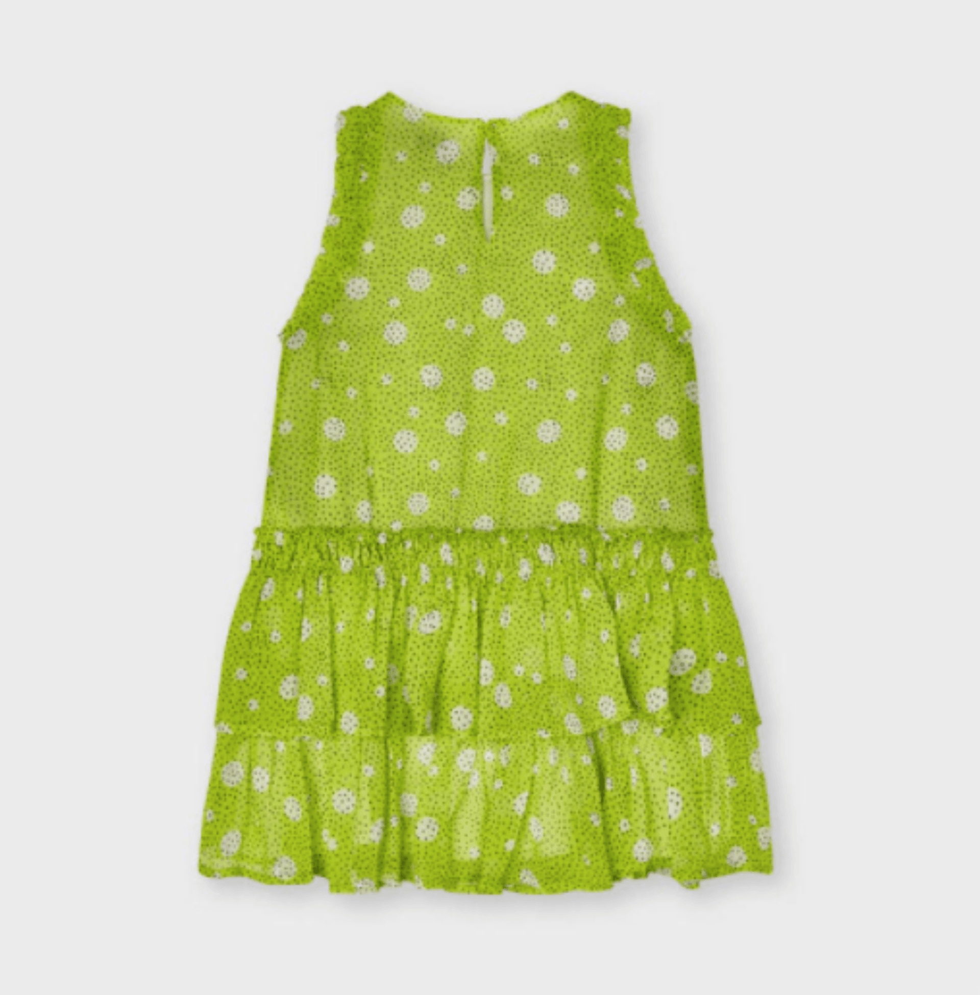 Mayoral Girls Pistachio Chiffon Polka Dot Frill Dress | HONEYPIEKIDS 