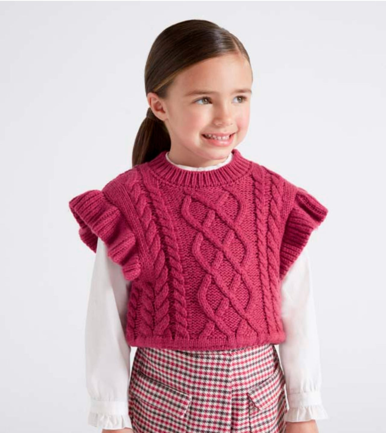 Mayoral Girls Raspberry Knitted Pullover Vest | HONEYPIEKIDS 