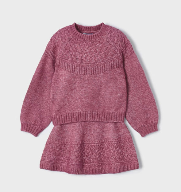 HONEYPIEKIDS | Mayoral Girls Recycled Fiber Orchid Knit Sweater & Skirt Set