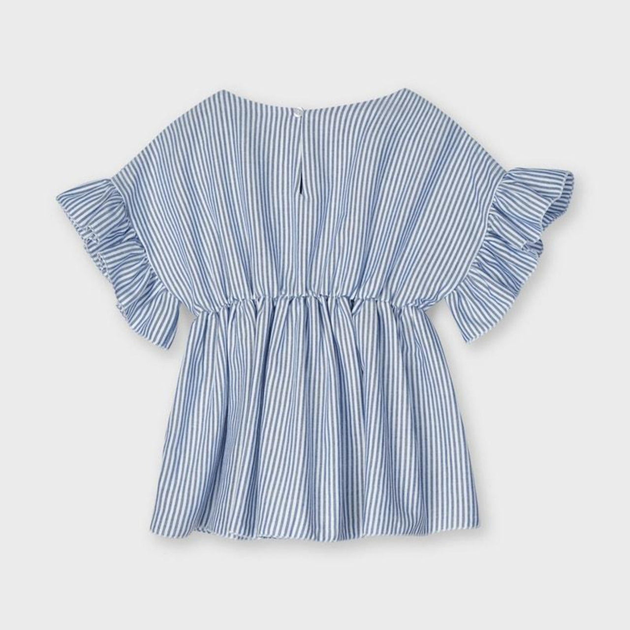 Mayoral Girls Ruffled Sleeves Striped Short Sleeve Blouse | HONEYPIEKIDS 
