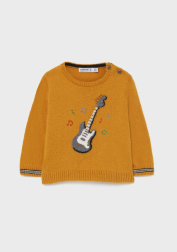 Mayoral Baby & Toddler Boys Guitar Graphic Knit Mustard Sweater | HONEYPIEKIDS 
