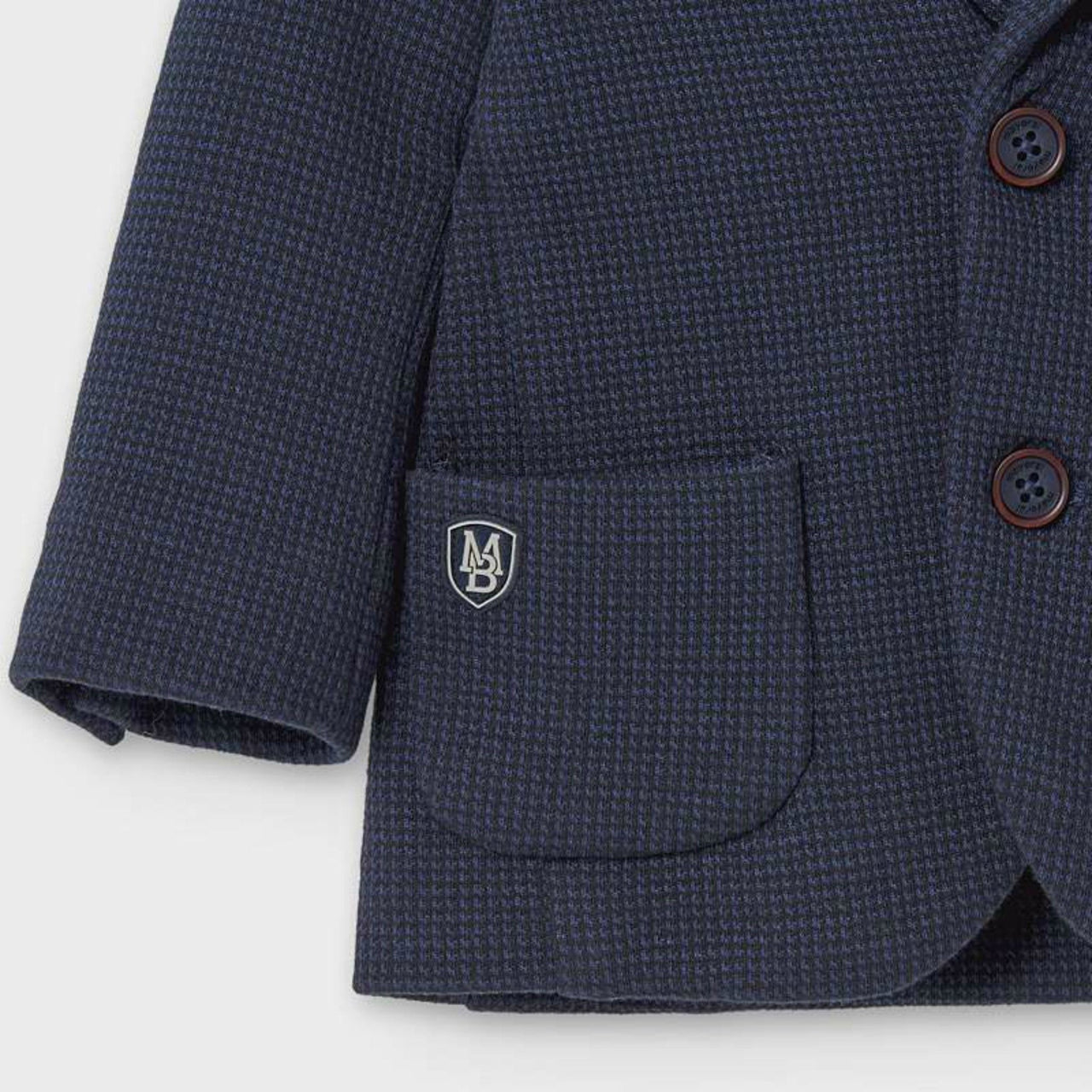 Mayoral Baby and Toddler Boys Navy Houndstooth Pattern Blazer | HONEYPIEKIDS 