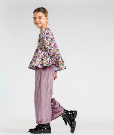 Mayoral Girls Mauve Velvet Culotte Girls Pants | HONEYPIEKIDS | Kids Boutique Clothing