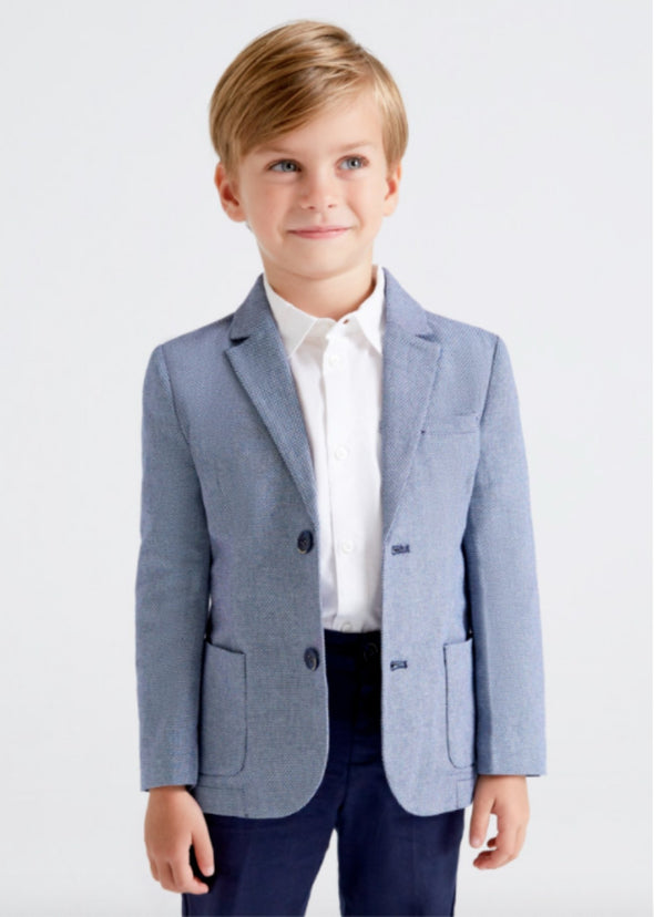Mayoral Boys Blue Tailored Checked Blazer Jacket | HONEYPIEKIDS | Kids Boutique Clothing