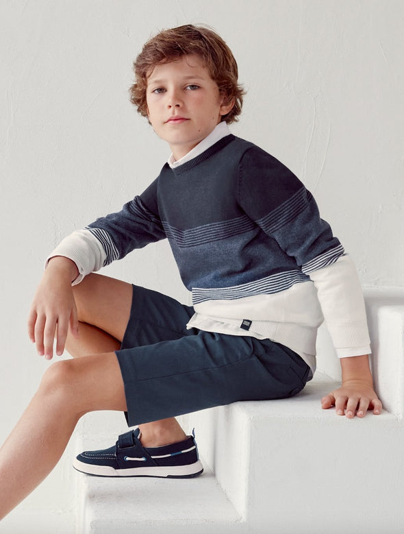 Mayoral Youth Boys Ecofriends Navy and White Striped Sweater | HONEYPIEKIDS | Kids Boutique Clothing