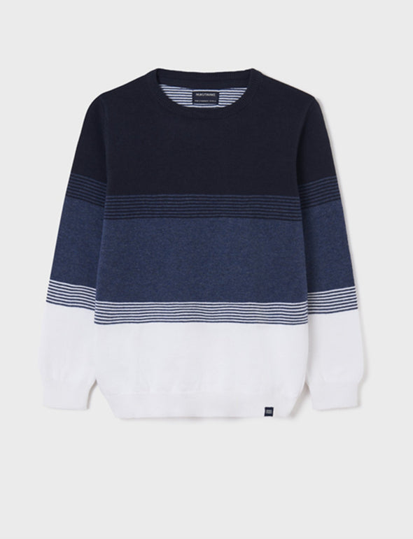 Mayoral Youth Boys Ecofriends Navy and White Striped Sweater | HONEYPIEKIDS | Kids Boutique Clothing