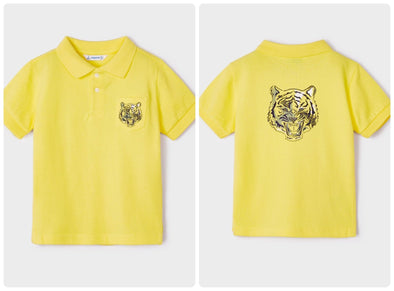 Mayoral Youth Boys EcoFriends Sustainable Cotton Yellow Lion Polo | HONEYPIEKIDS | Kids Boutique Clothing