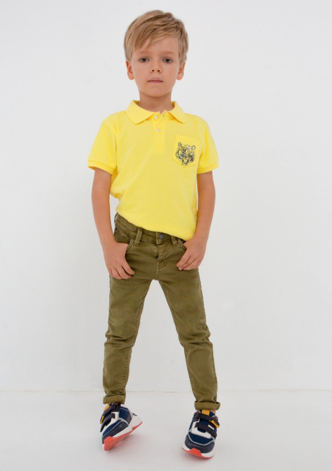 Mayoral Boys EcoFriends Sustainable Cotton Yellow Lion Polo | HONEYPIEKIDS 