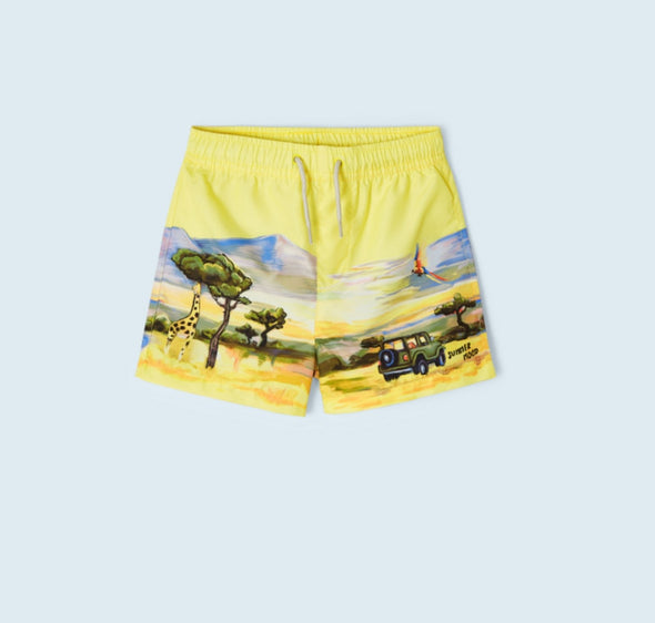 Mayoral Youth Boys EcoFriends Yellow Safari Swim Trunks | HONEYPIEKIDS | Kids Boutique Clothing