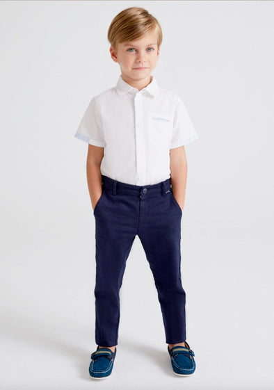 Mayoral Youth Boys Navy Linen Chino Pants | HONEYPIEKIDS | Kids Boutique Clothing