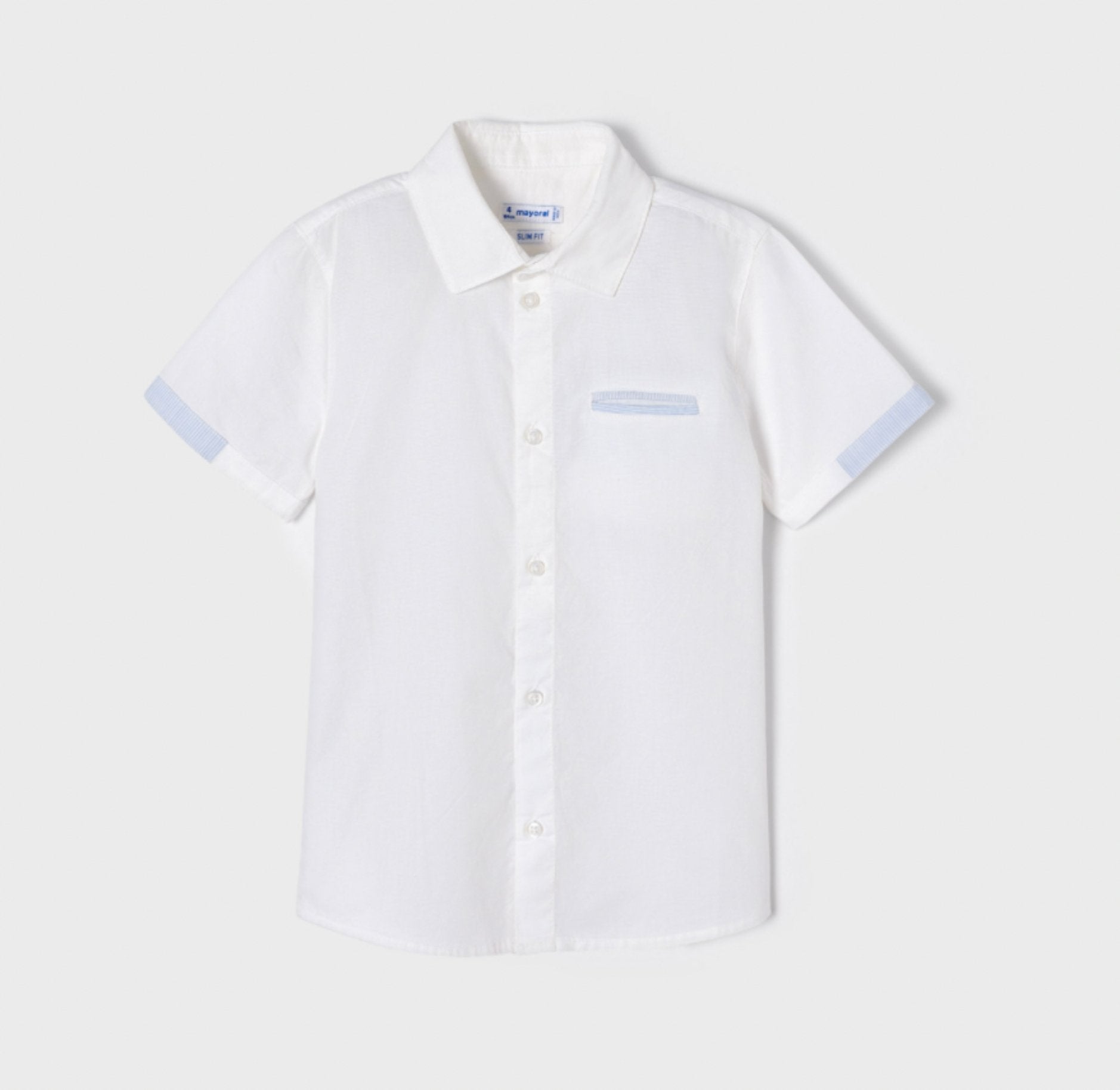 Mayoral Boy's Short Sleeve Button Down Shirt | White 2 Mayoral Boy's Short Sleeve Button Down Shirt | White 2