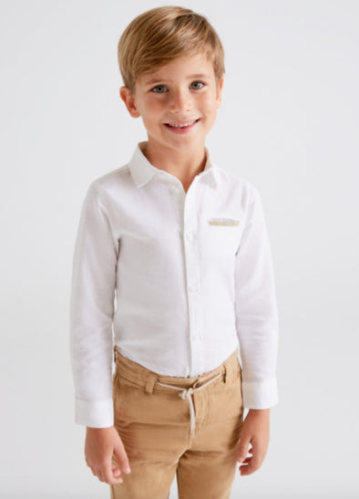 Mayoral Youth Boys White Long Sleeve Dress Shirt | HONEYPIEKIDS | Kids Boutique Clothing
