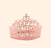 Meri Meri Girls Pink Glitter HAPPY BIRTHDAY Fabric Tiara | HONEYPIEKIDS 