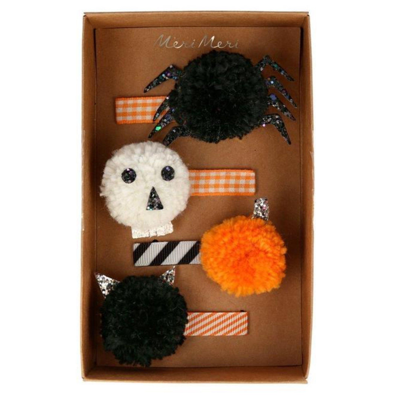 Meri Meri Halloween Pom Pom Hair Clips - set of 4 | HONEYPIEKIDS 