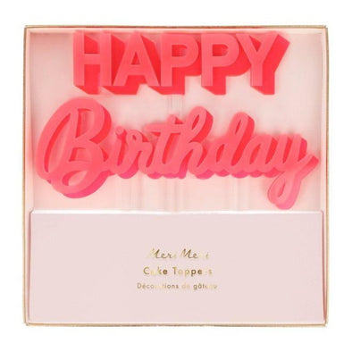 Meri Meri Pink Acrylic Happy Birthday Cake Toppers | HONEYPIEKIDS | Kids Boutique