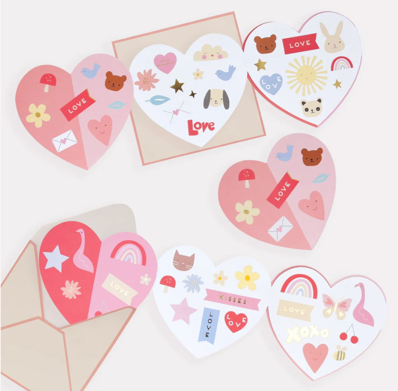 Meri Meri Heart Concertina Valentine Cards with Stickers - Set of 12 | HONEYPIEKIDS 