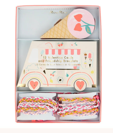 Meri Meri Ice Cream Valentine Cards w/ Friendship Bracelet (Set of 12) | HONEYPIEKIDS | Kids Boutique Clothing