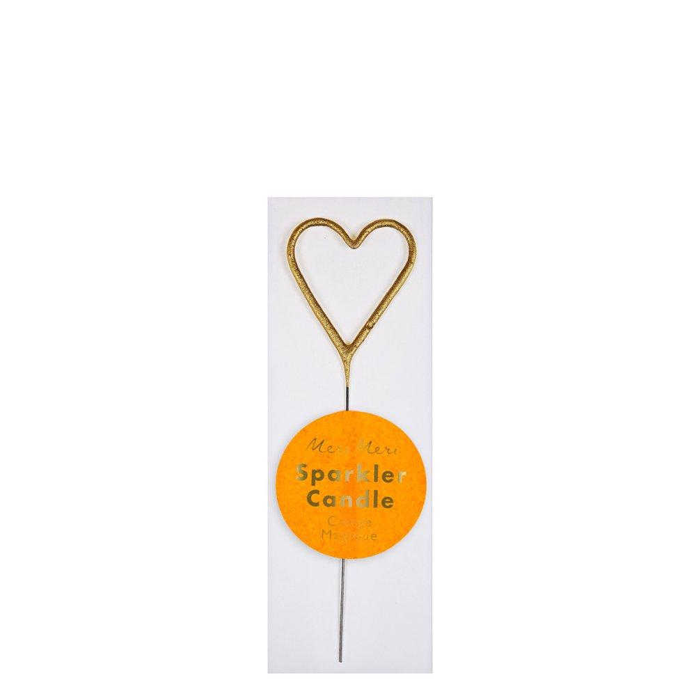 Meri Meri Large Gold Sparkler HEART Birthday Candle | HONEYPIEKIDS 
