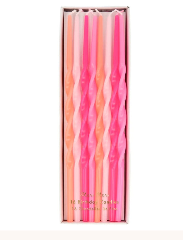 Meri Meri Pink Twisted Long Candles | HONEYPIEKIDS | Kids Boutique 