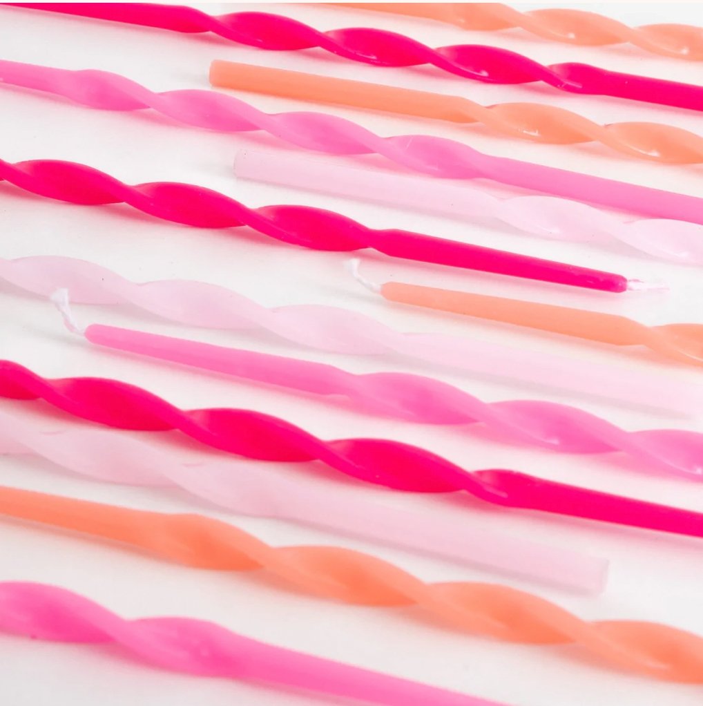 Meri Meri Pink Twisted Long Candles | HONEYPIEKIDS 