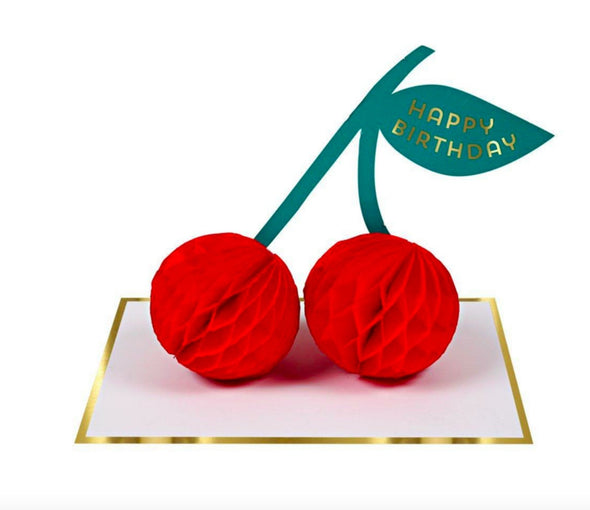 Meri Meri Standup Cherries Honeycomb Birthday Card | HONEYPIEKIDS | Kids Boutique Clothing