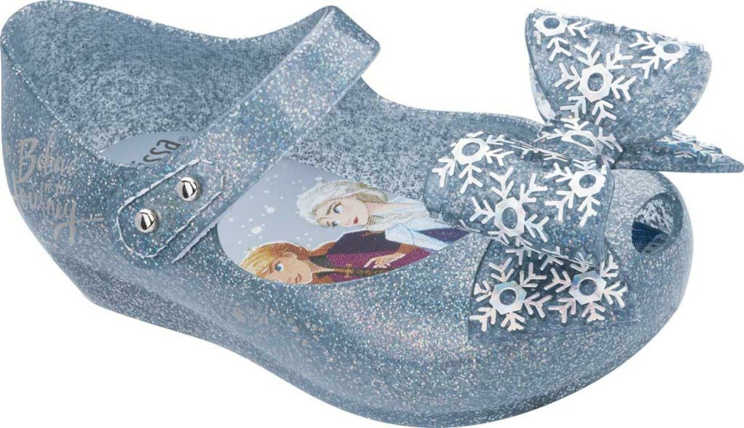 Mini Melissa Frozen Ultra 25 Silver Glitter Bow Mary Jane Shoes | HONEYPIEKIDS 