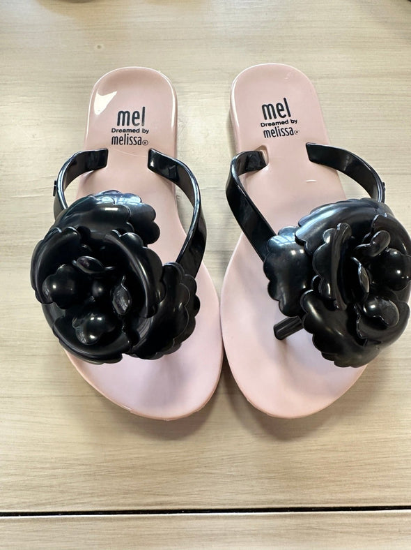 Mini Melissa Girls Mel Black Flower Sandals | HONEYPIEKIDS | Kids Boutique