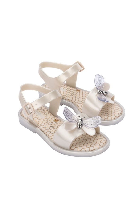 Mini Melissa Girls Metallic White ULTRAGIRL BUGS INF Sandals | HONEYPIEKIDS | Kids Boutique Clothing