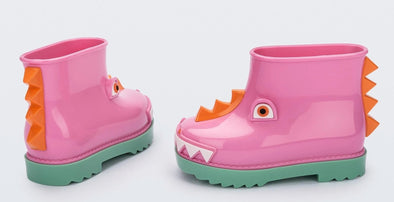 Mini Melissa Girls Pink and Green Mini Rain Boot + Fabula BB Boots | HONEYPIEKIDS | Kids Shoes