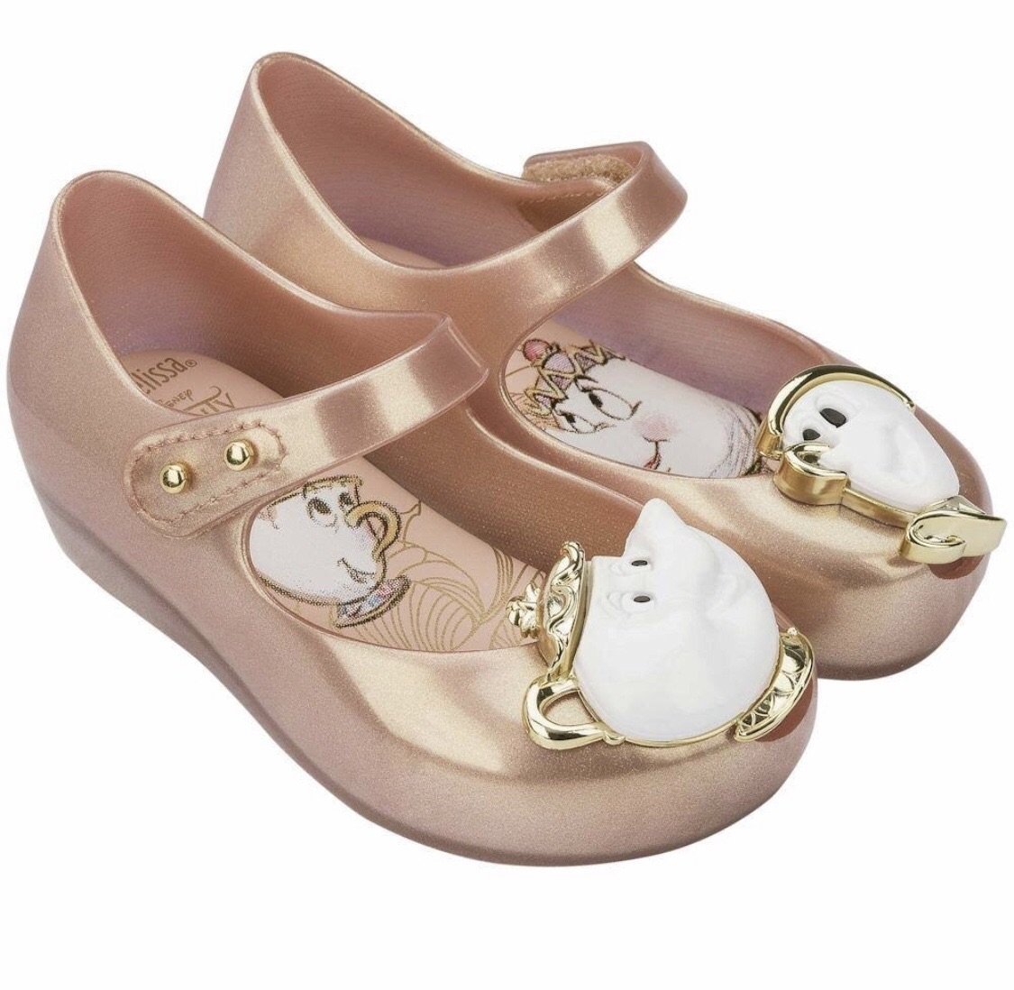 Mini Melissa Ultra Girl Metallic Pink Beauty and the Beast MaryJane Shoes | HONEYPIEKIDS 
