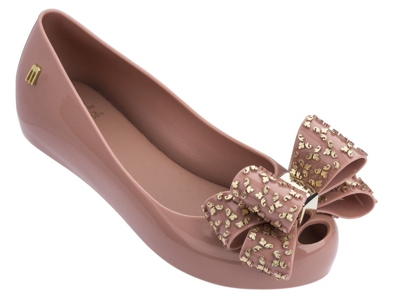 Mini Melissa Ultra Girl Rose Gold Speckled Gold Shoes | HONEYPIEKIDS 