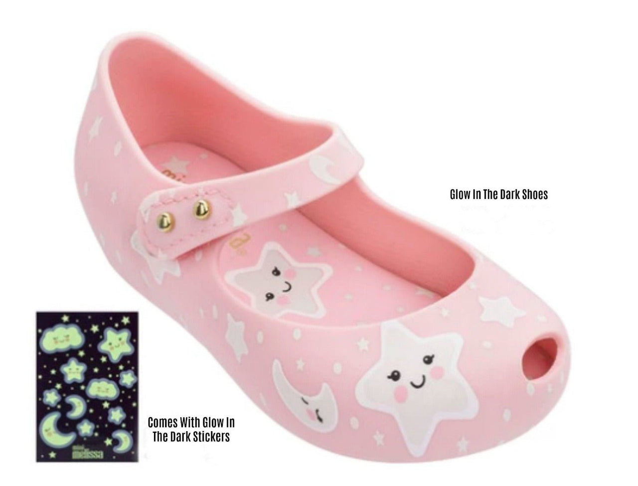Mini Melissa Ultra25 Pink Glow In The Dark Stars MaryJane Shoes | HONEYPIEKIDS 