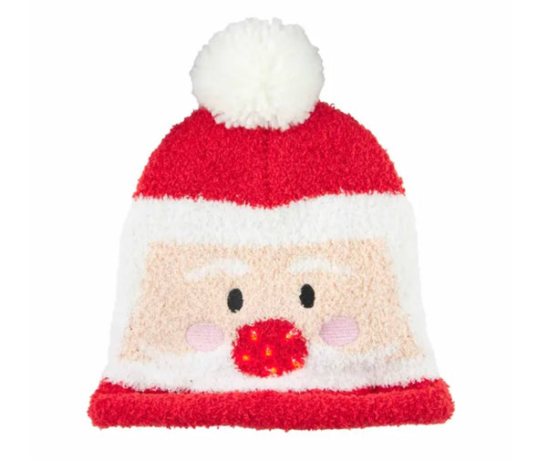 MudPie Baby & Toddler Chenille Christmas Santa Light Up Hat | HONEYPIEKIDS | Kids Boutique Clothing