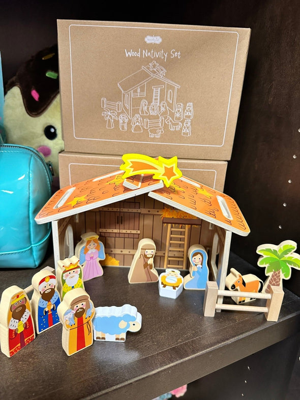 Mudpie Children's Christmas Wooden Nativity Set | HONEYPIEKIDS | Kids Boutique Clothing