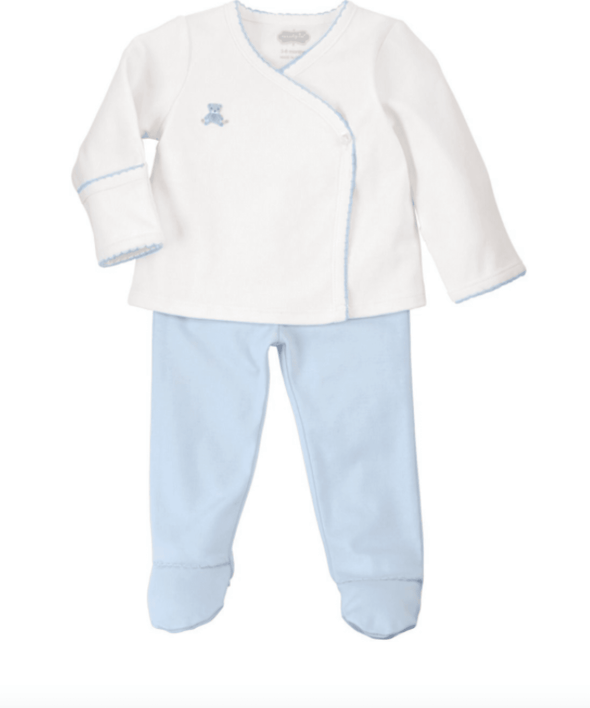 Mudpie Infant Boys French Knot Blue Bear 2 Piece Kimono Set | HONEYPIEKIDS | Kids Boutique Clothing